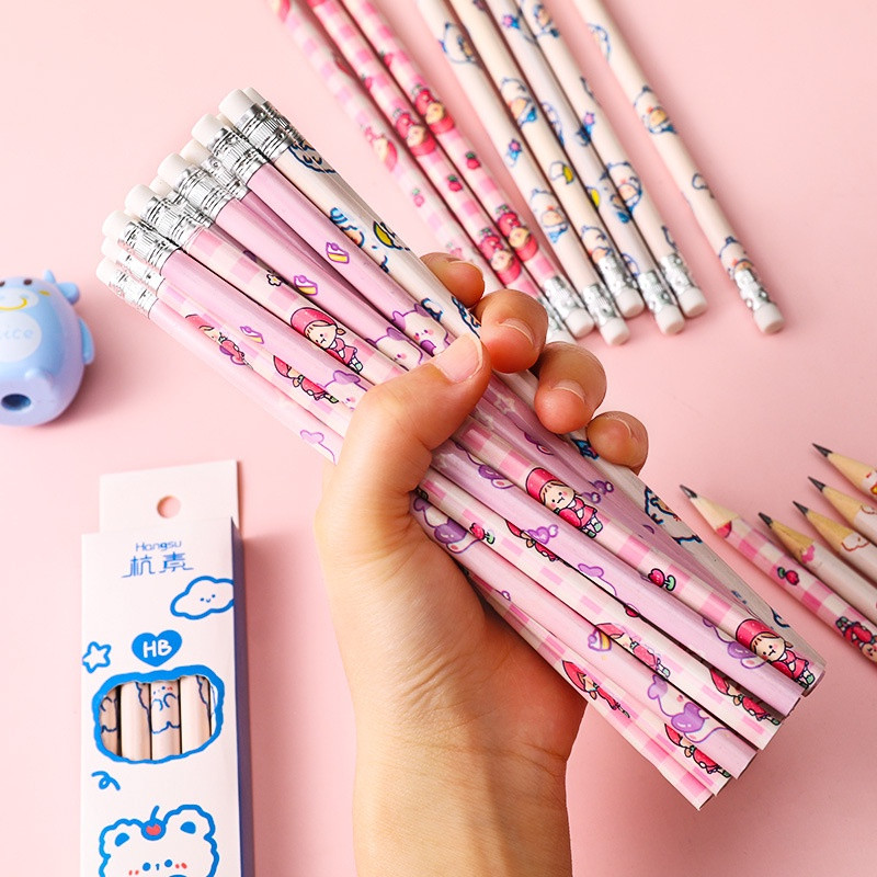 10 τεμ./Κουτί Ξύλινα μολύβδινα μολύβια Cute Kawaii Cartoon HB Pencil Sketch Σχέδιο Γραφική ύλη Μαθητική Σχολική προμήθειες γραφείου για παιδιά