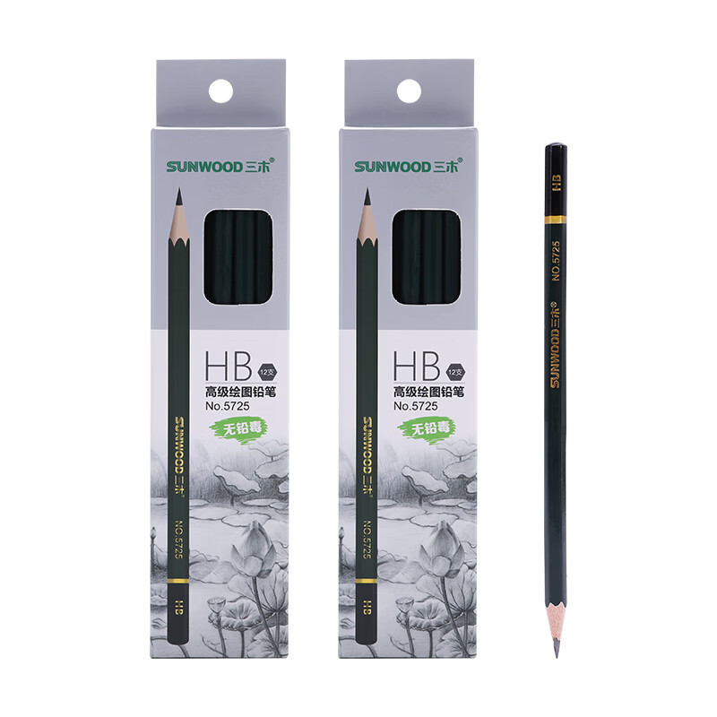 SUNWOOD 12 пакета HB шестоъгълни моливи за скициране за ученици 5725