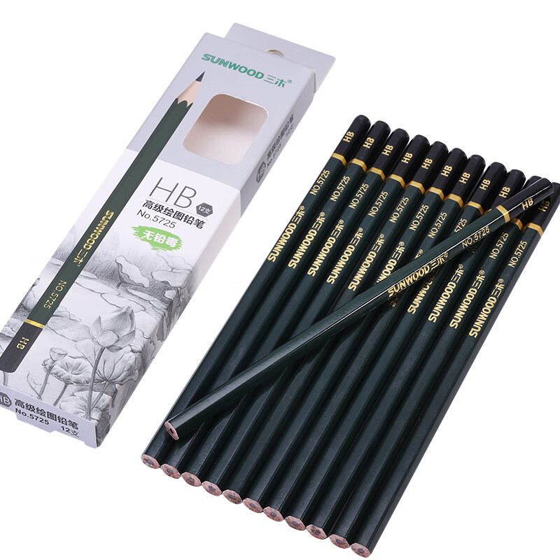 SUNWOOD 12 пакета HB шестоъгълни моливи за скициране за ученици 5725