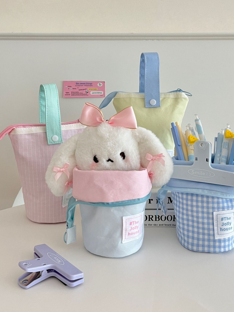 MINKYS Kawaii nagy kapacitású tolltartó tolltartó táska Aranyos tolltartó ceruzalyukasztó Vissza az iskolába Gyerekeknek ajándék írószer kellékek