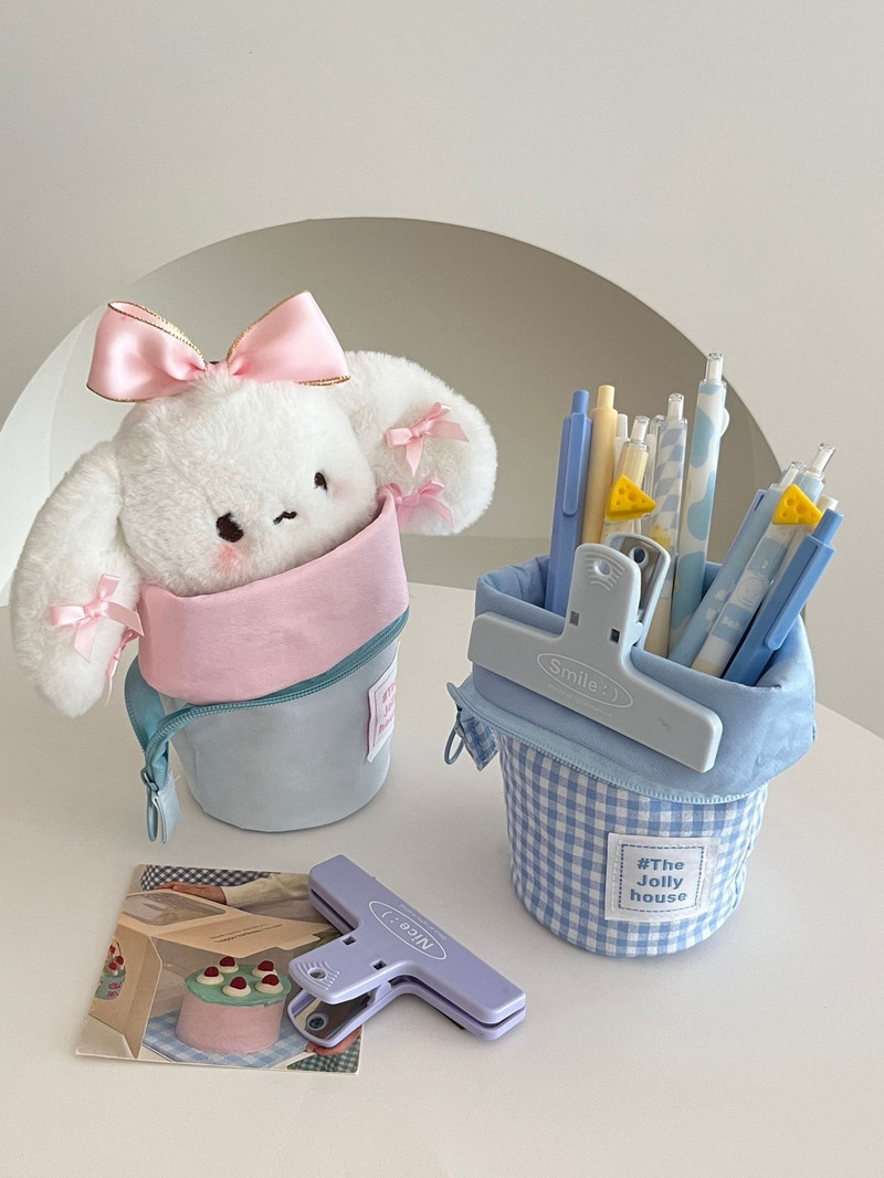 MINKYS Kawaii nagy kapacitású tolltartó tolltartó táska Aranyos tolltartó ceruzalyukasztó Vissza az iskolába Gyerekeknek ajándék írószer kellékek