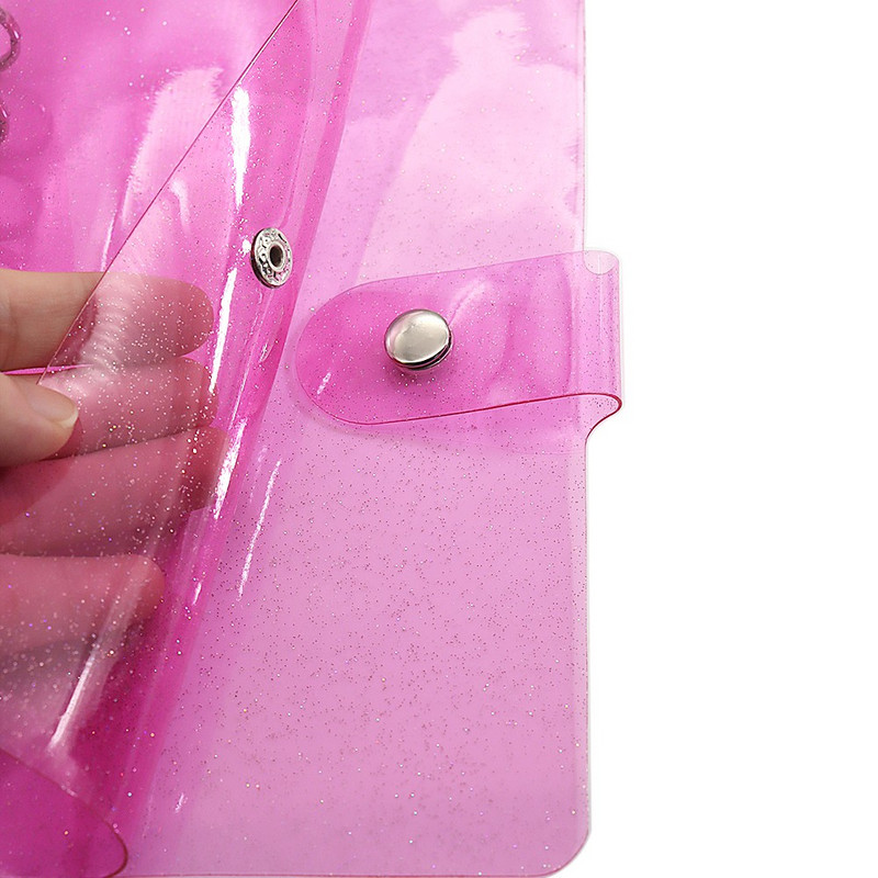 A5 A6 A7 Mini Clear Glitter Binder Κάλυμμα Loose-Leaf Κάλυμμα Notebook Προστατευτικό Κλείσιμο με κούμπωμα PVC 6 οπές Φάκελοι πλήρωσης φακέλων