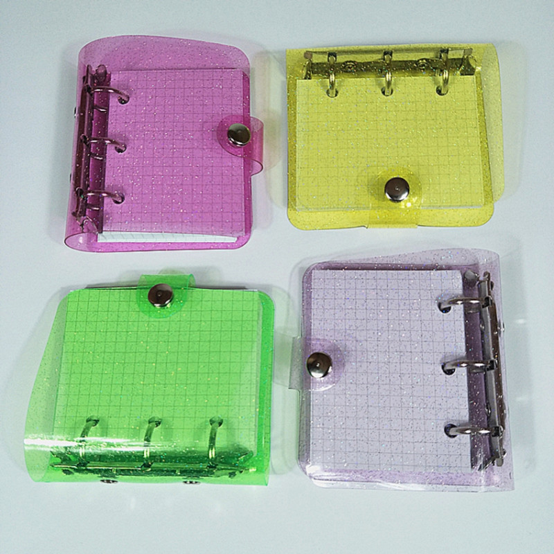 A5 A6 A7 Mini Clear Glitter Binder Κάλυμμα Loose-Leaf Κάλυμμα Notebook Προστατευτικό Κλείσιμο με κούμπωμα PVC 6 οπές Φάκελοι πλήρωσης φακέλων