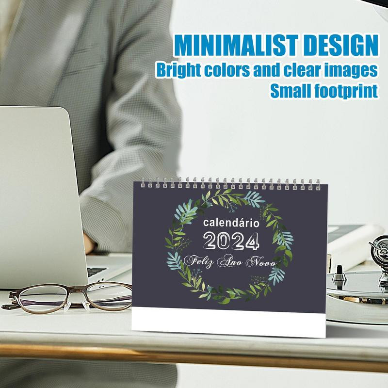 Stolni pejzažni kalendar Mjesečni stolni kalendar s temom brazilskog okusa Debeli i izdržljivi stolni kalendar 2024. kalendar za