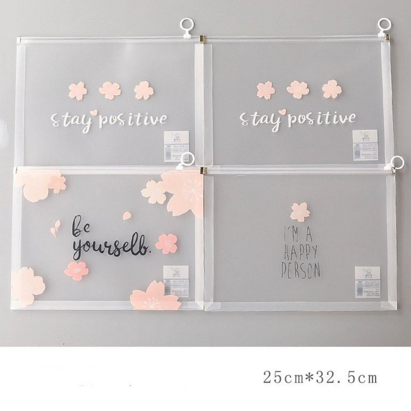 Α4 Διαφανές φάκελο φακέλου τσάντα εγγράφων Παχύ φερμουάρ Organizer Τσάντα αδιάβροχη θήκη κινουμένων σχεδίων Σχολικά είδη γραφείου 4 τμχ