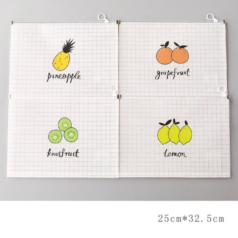 Α4 Διαφανές φάκελο φακέλου τσάντα εγγράφων Παχύ φερμουάρ Organizer Τσάντα αδιάβροχη θήκη κινουμένων σχεδίων Σχολικά είδη γραφείου 4 τμχ