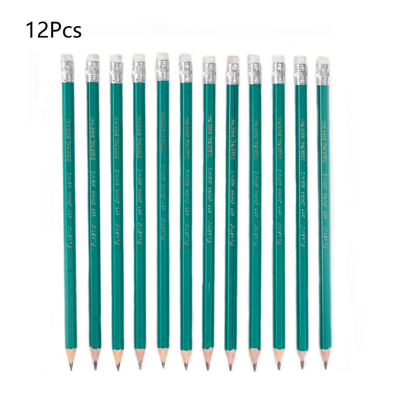 12 darab/szett HB műanyag ólomceruza radírral tanulók írás vázlatrajz, faceruza gyerekeknek