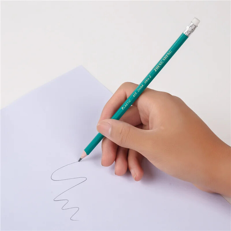 12 darab/szett HB műanyag ólomceruza radírral tanulók írás vázlatrajz, faceruza gyerekeknek