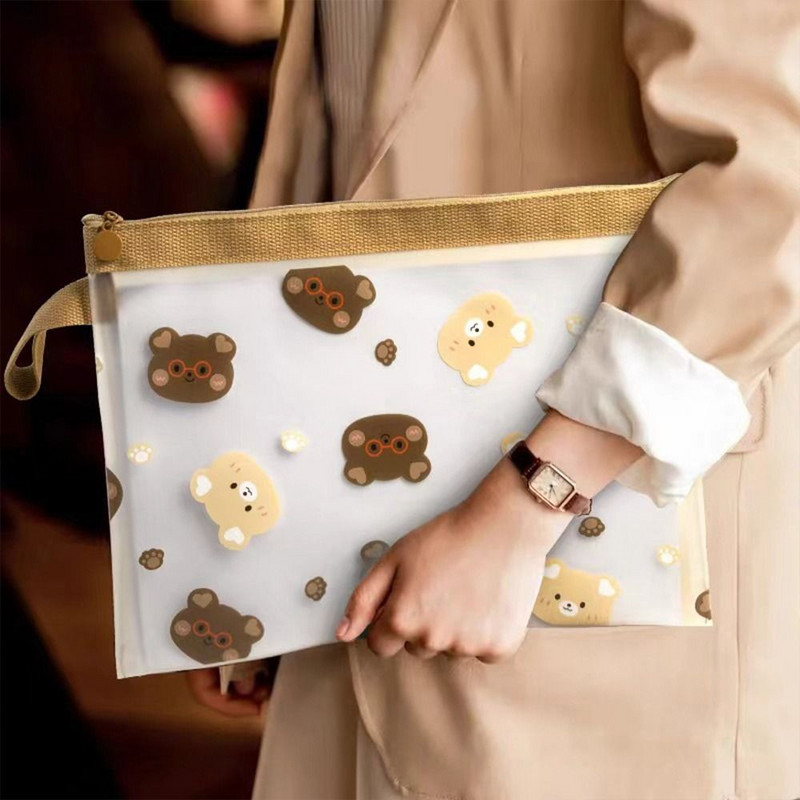 Kawaii átlátszó helyhez kötött nyugtatáska Iskolai tanulóknak A4 A5-ös irattartók Papírrendező Dokumentumok Táska Tárolótáska