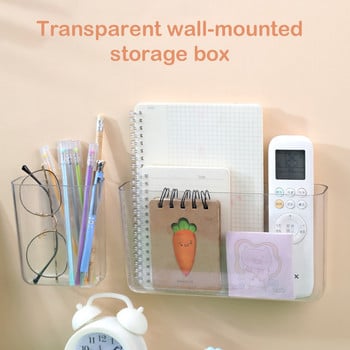 Прозрачна стенна кутия за съхранение, монтирана на стена, без перфорация, нощни шкафчета, ключове за дома, висяща козметика, монтирана на стена, органайзер, кутия за съхранение