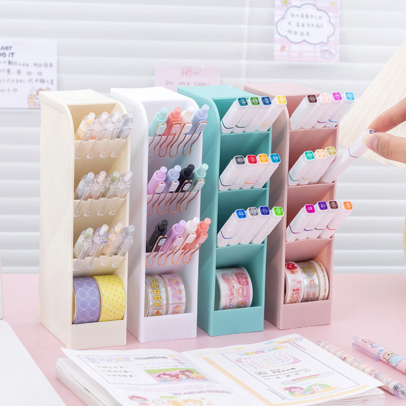 Spremnik za olovke Kosi umetak Prozirna plastična olovka Organizator Kutija za pohranu Školski pribor Stolni ured Držač za šminku Držač olovke