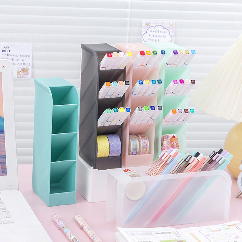 Spremnik za olovke Kosi umetak Prozirna plastična olovka Organizator Kutija za pohranu Školski pribor Stolni ured Držač za šminku Držač olovke