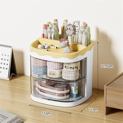 Forgó fiókos íróasztal írószer-szervező tolltartó ceruza tároló doboz nagy kapacitású kozmetikai sminkecset rúzs tároló doboz