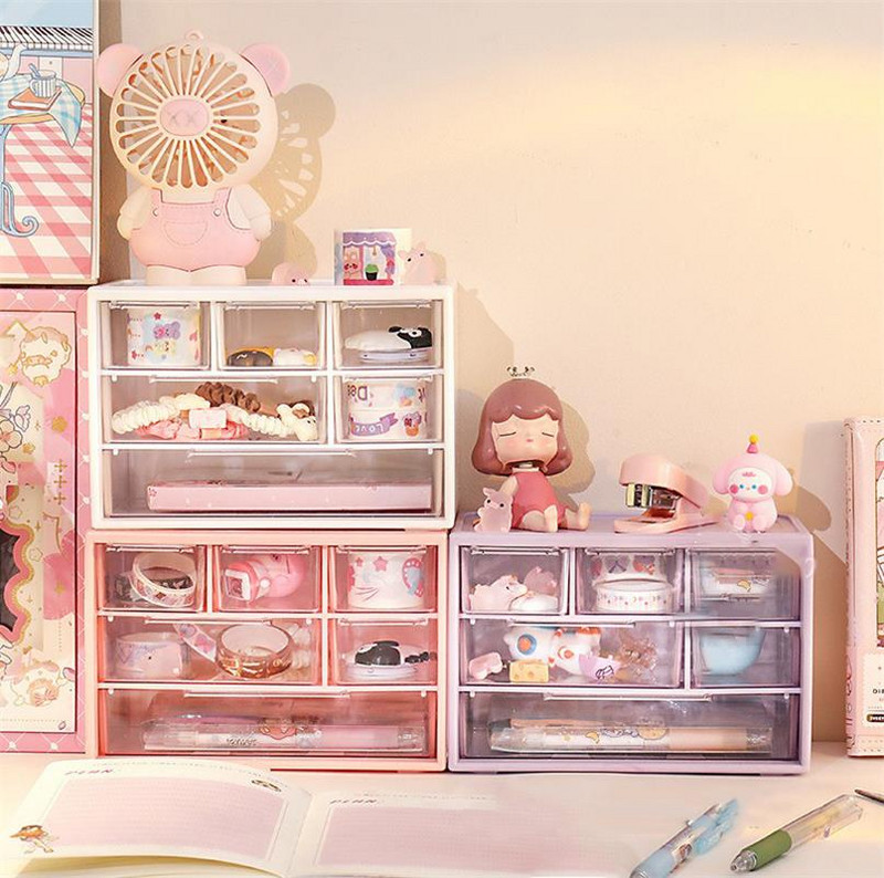 Kutija za pohranu s rešetkastom radnom površinom s 6 rešetkama, držač za olovke, organizator za pisaći pribor, nakit, kozmetički stalak za pohranu otporan na prašinu koji se može složiti