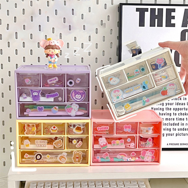 Kutija za pohranu s rešetkastom radnom površinom s 6 rešetkama, držač za olovke, organizator za pisaći pribor, nakit, kozmetički stalak za pohranu otporan na prašinu koji se može složiti