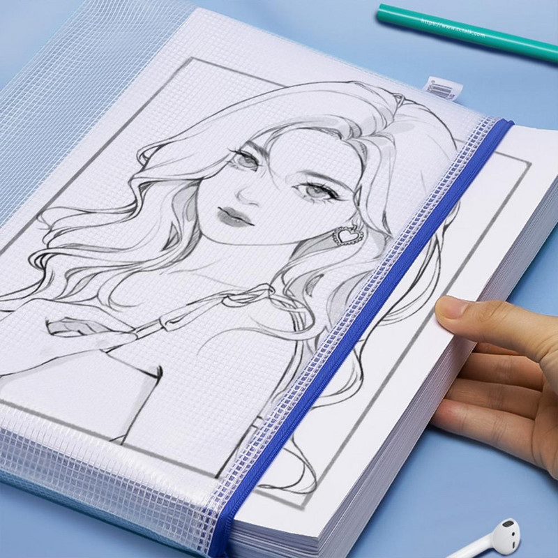 Spalvingi maišeliai su užtrauktuku Ryškios spalvos vandeniui atsparūs maišeliai su tinklinėmis kišenėmis, rankenos virvė A4 A5 formato užrašams organizavimui