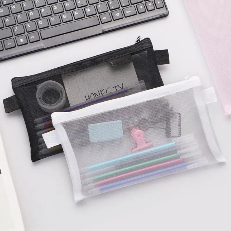 Φερμουάρ Nylon Mesh Θήκη με φερμουάρ Διχτυωτές τσάντες καλλυντικών Τσάντες μακιγιάζ Μολυβοθήκη Τσάντες ταξιδιού για καλλυντικά σχολικά είδη γραφείου