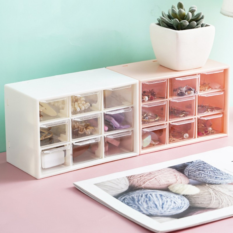 9 Κουτιά αποθήκευσης με πλέγμα Διαφανές συρτάρι επιτραπέζιου υπολογιστή Χαριτωμένο γραφείο φοιτητών Διάφορα είδη κοσμημάτων Κουτί αποθήκευσης ανθεκτικό στη σκόνη