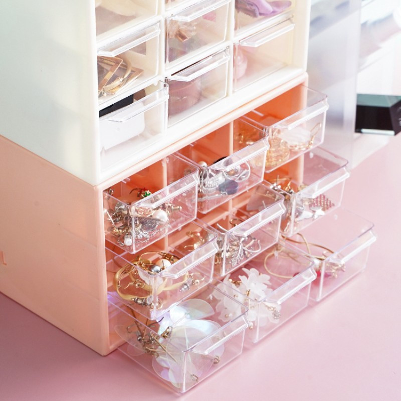 9 Κουτιά αποθήκευσης με πλέγμα Διαφανές συρτάρι επιτραπέζιου υπολογιστή Χαριτωμένο γραφείο φοιτητών Διάφορα είδη κοσμημάτων Κουτί αποθήκευσης ανθεκτικό στη σκόνη