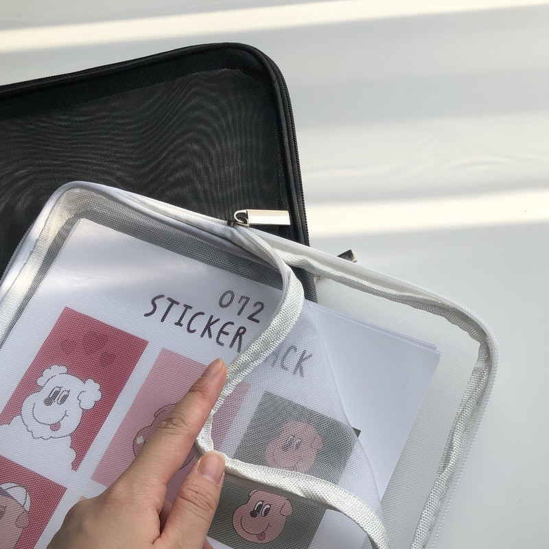 Simple Life A4 чанта за файлове Прозрачна решетка Двойно запечатана безопасна папка за документи Офис Бизнес пътуване Училищни пособия A6675