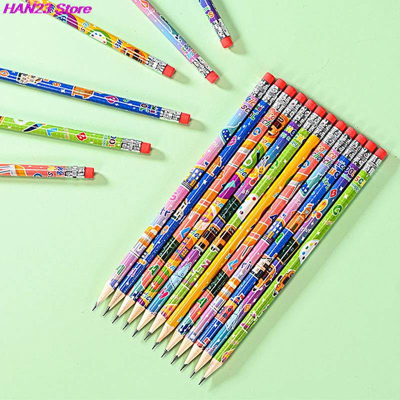 Új 12db HB fa ceruzakötők radírral tanuló gyerekeknek rajzíró lapizs iskolai írószer írószerhez