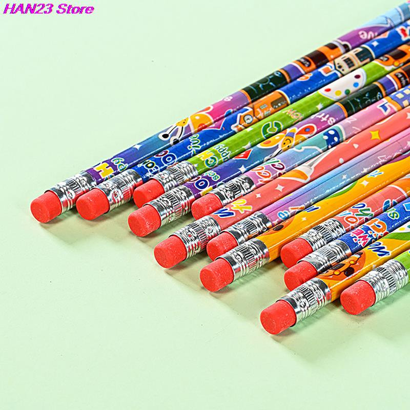 Új 12db HB fa ceruzakötők radírral tanuló gyerekeknek rajzíró lapizs iskolai írószer írószerhez