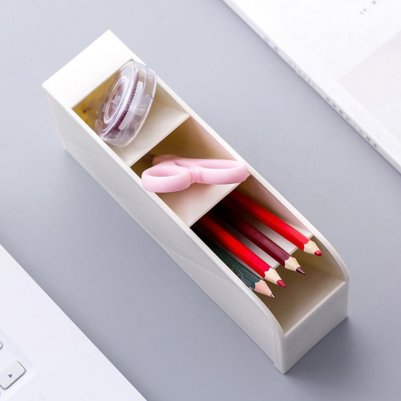 Nieuwe Creatieve 4 Grid Sub-Grid Пластмасов органайзер за бюро Desktop Pen Potlood Holder Make Storage Tray