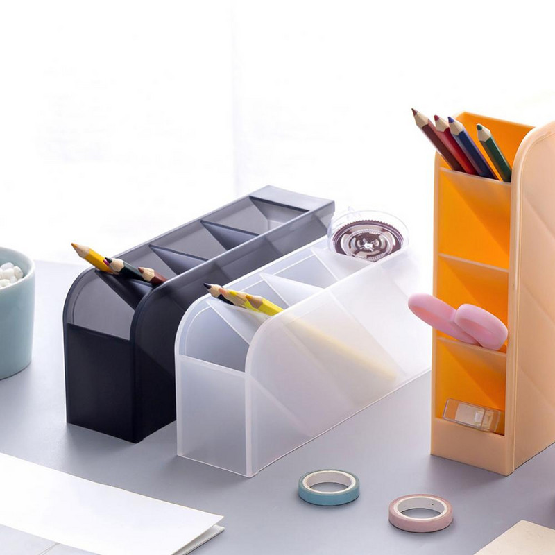 Nieuwe Creatieve 4 Grid Sub-Grid Пластмасов органайзер за бюро Desktop Pen Potlood Holder Make Storage Tray