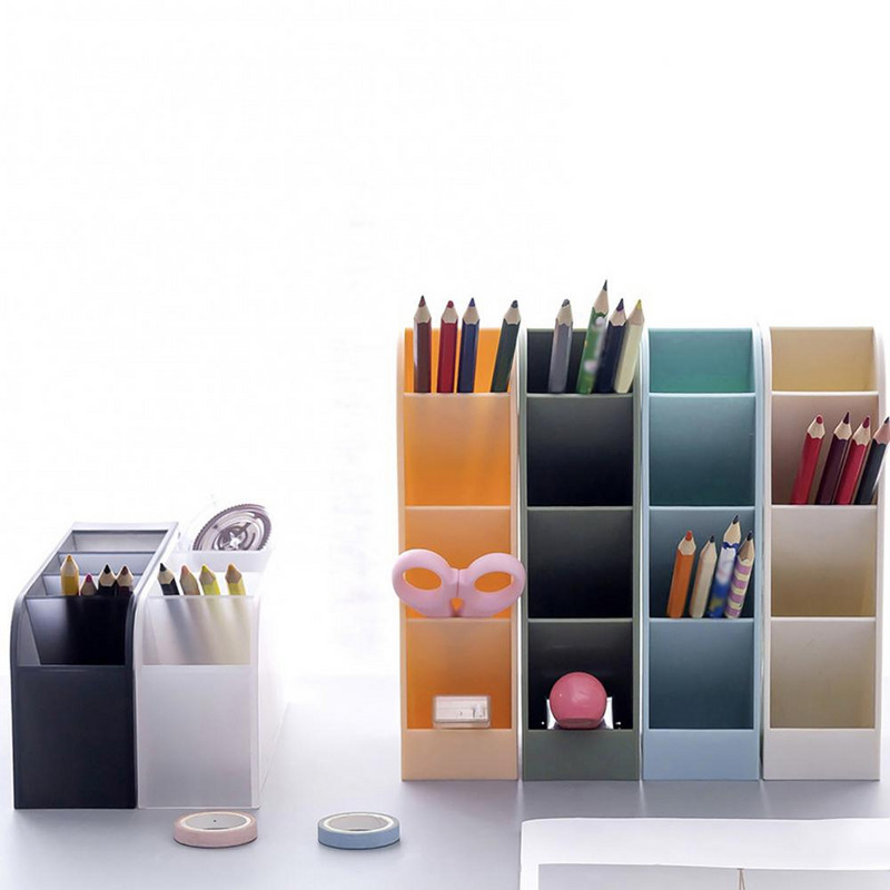 Nieuwe Creatieve 4 Grid Sub-Grid Пластмасов органайзер за бюро Desktop Pen Potlood Holder Make Storage Tray