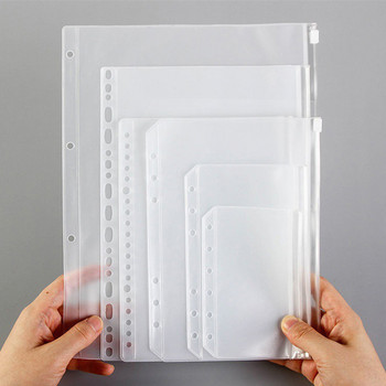 PVC διαφανής θήκη με φερμουάρ με πλαστική τσέπη ετικέτας με φερμουάρ για τσάντες αποθήκευσης χαρτικών χαρτικών με 6 δακτυλίους σημειωματάριο