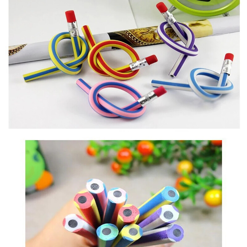 5db aranyos írószer színes varázslatos rugalmas puha ceruza radírral szórakoztató írószer Diák iskolai irodaszerek Véletlenszerű