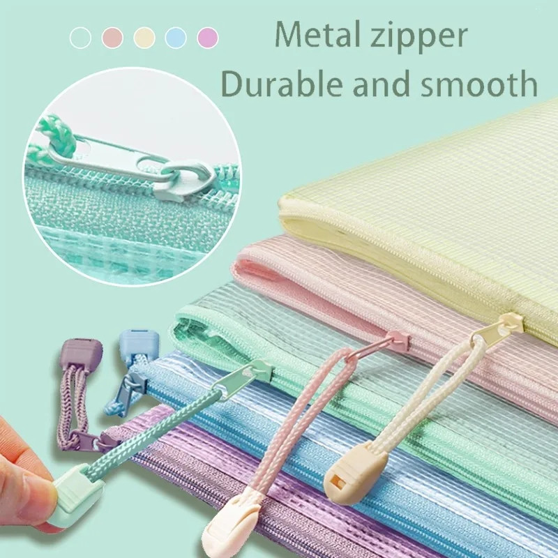 5 τμχ Πολύχρωμες τσέπες με φερμουάρ με φερμουάρ Αδιάβροχο φάκελος με φερμουάρ Α4 Σχολικά είδη γραφείου Τσάντα αποθήκευσης Etui