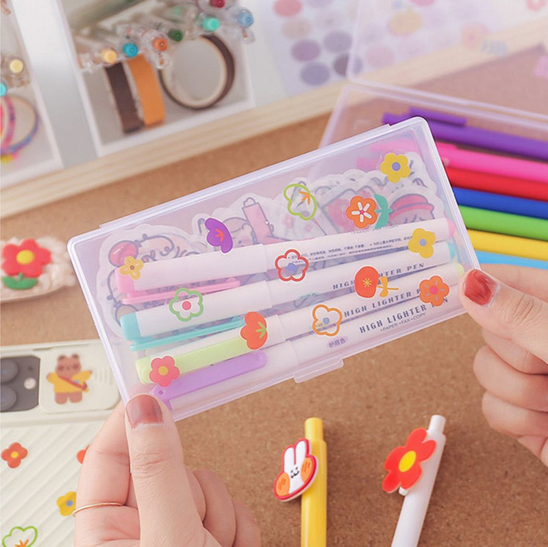 Veliki i srednji stolni organizator naljepnica Kutija za pohranu Plastična kutija za olovke Prozirna stolna kutija za pohranu Školski uredski pribor