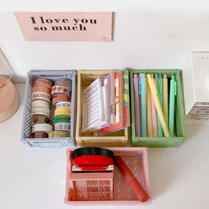 Asztali rendező kosarak Írószer tartó doboz Szalag fülhallgató tartó tok Egymásra rakható tároló doboz fogantyúval Otthoni asztali kiegészítők