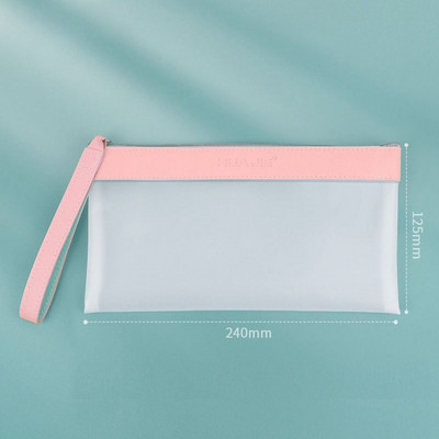 Átlátszó dokumentumtároló tasak, nagy kapacitású PET hálós cipzáras táska Hordozható vastagított átlátszó irattáska