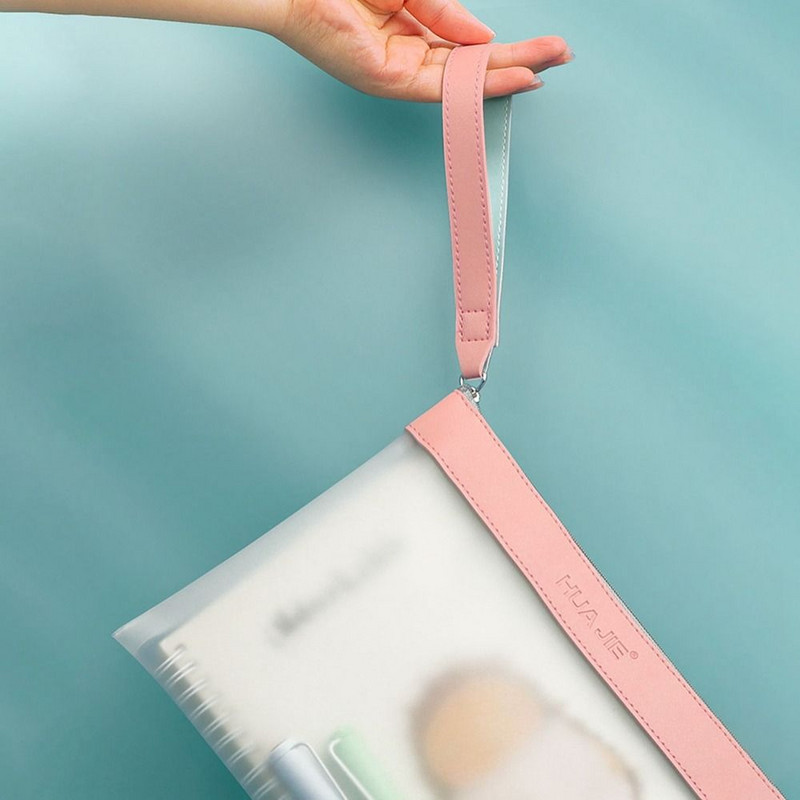 Átlátszó dokumentumtároló tasak, nagy kapacitású PET hálós cipzáras táska Hordozható vastagított átlátszó irattáska