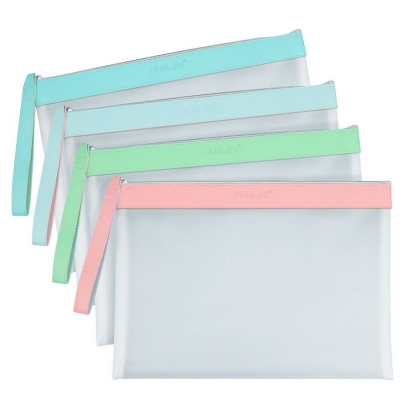 Átlátszó dokumentumtároló tasak, nagy kapacitású PET hálós cipzáras táska Hordozható vastagított átlátszó irattáska