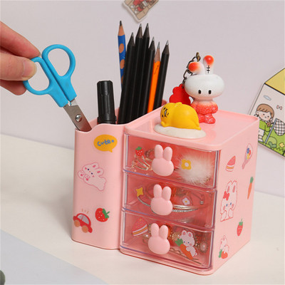 Kawaii Bunny Drawer Style Styl Θήκη Desktop Organizer Κιβώτιο Μεγάλου μεγέθους Αποθήκευση καλλυντικών γραφικής ύλης Βάση αποθήκευσης γραφείου γραφείου