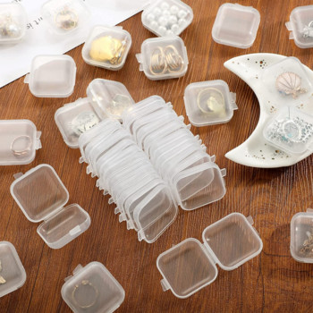 Преносими прозрачни мини пластмасови контейнери Прозрачна кутия за съхранение на предмети Занаяти Медицина Тапа за прах Тапа за уши Калъф за бижута