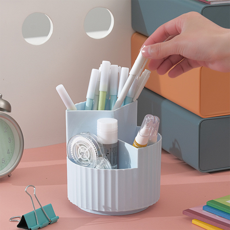 3-решетен настолен държач за писалка Пластмасов многофункционален калъф за молив Настолен органайзер за съхранение на писалка Офис Училищни консумативи за дома Поставка за писалка