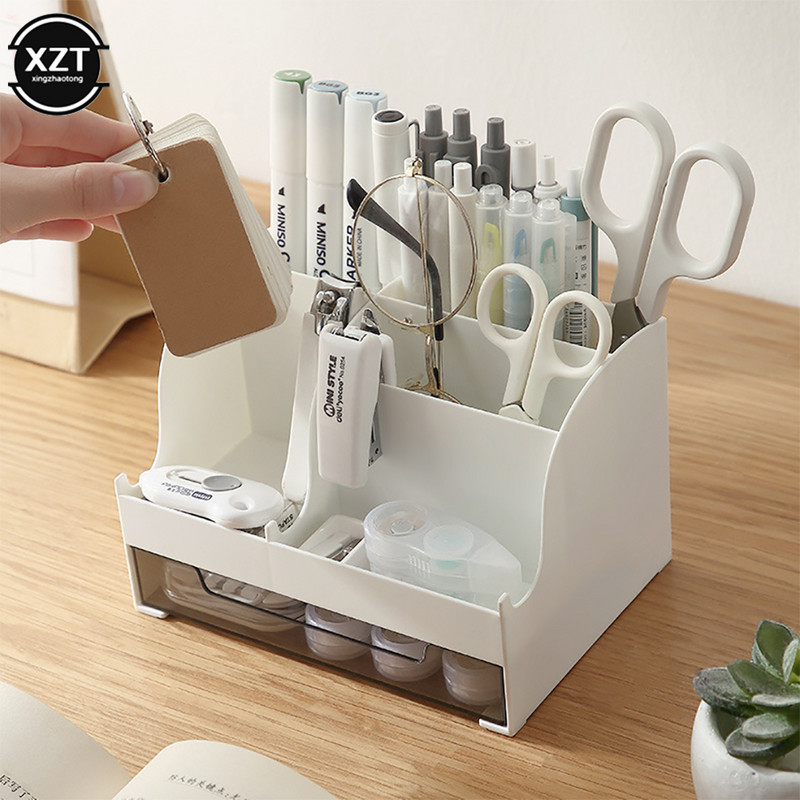 Stolni organizator u 4 boje, veliki kapacitet, stolni dodaci, držač za olovke s ladicom, kutija za pohranu olovki, školski uredski materijal Novo