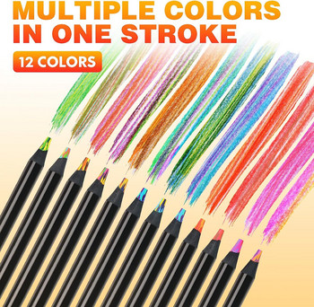 Моливи с цвят на дъгата за деца, пастели с концентричен градиент, художествена живопис, канцеларски материали за рисуване, 10 бр./компл., 7 цвята, Kawaii