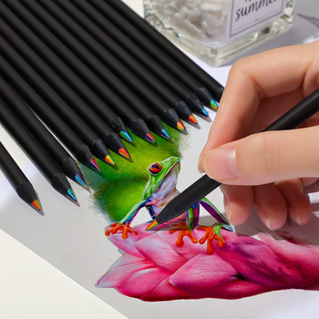 Моливи с цвят на дъгата за деца, пастели с концентричен градиент, художествена живопис, канцеларски материали за рисуване, 10 бр./компл., 7 цвята, Kawaii