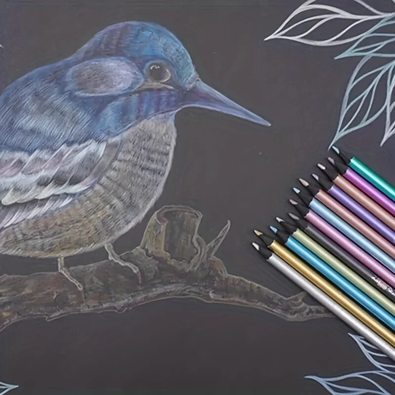 12 színű fémes színes ceruzák rajz vázlatrajz festménykészlet színező színes ceruzák szakmai művészeti kellékek művésznek