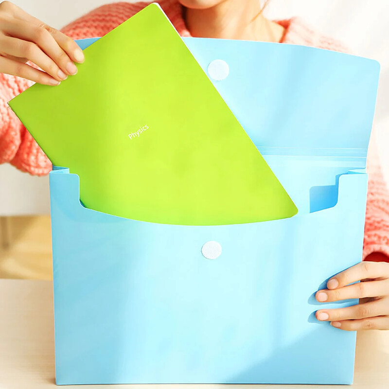 1 τεμ. Τσάντα φακέλου τσέπης χρώματος καραμέλα Α4 Τσάντα εγγράφων μεγάλης χωρητικότητας Φάκελοι αρχείου με κουμπιά κουμπιού τσάντες αποθήκευσης σχολικών προμηθειών γραφείου