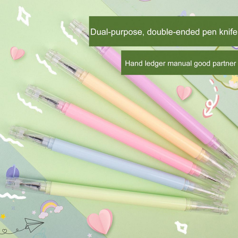 2 τεμάχια/Σετ Διπλής κεφαλής 0,5 χιλιοστά μύτη κοφτερό χαρτί κοπής Στυλό βολφραμίου Steel DIY Χαρτί γραφικής τέχνης Λεύκωμα Craft Cutter Student