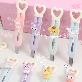Sanrio Mini Paper Cutting Knife Cute Macaron Colorful Handmade Sticker Express Packaging Art Cutter Students Cartoon стационарни