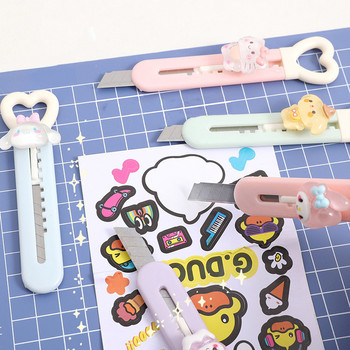 Sanrio Mini Paper Cutting Knife Cute Macaron Colorful Handmade Sticker Express Packaging Art Cutter Students Cartoon стационарни