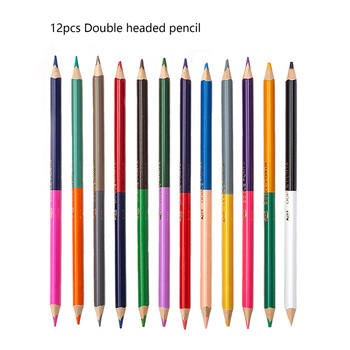 Τρίγωνα μολύβια διπλής κεφαλής 24 χρωμάτων για επαγγελματικά σχέδια και προμήθειες τέχνης παστέλ υψηλής ποιότητας