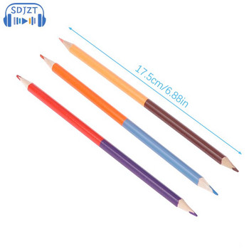 12Pcs 24Colors Двуглав цветен молив Дървени цветни моливи за рисуване Канцеларски материали Офис аксесоари Ученически пособия
